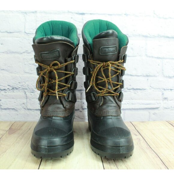 LL Bean Women’s Brown Leather Waterproof Insulated Duck Boots Size 7 - Picture 4 of 9